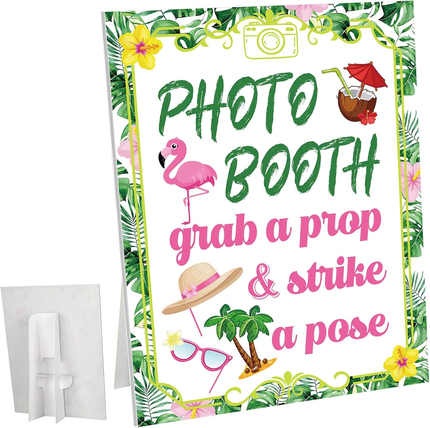 Briwooody Photo Booth Sign with Stand Retro Background Table for Indoor and Outdoor Party Theme Event Photography Props Desktop Decoration Supplies