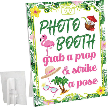Briwooody Photo Booth Sign with Stand Retro Background Table for Indoor and Outdoor Party Theme Event Photography Props Desktop Decoration Supplies