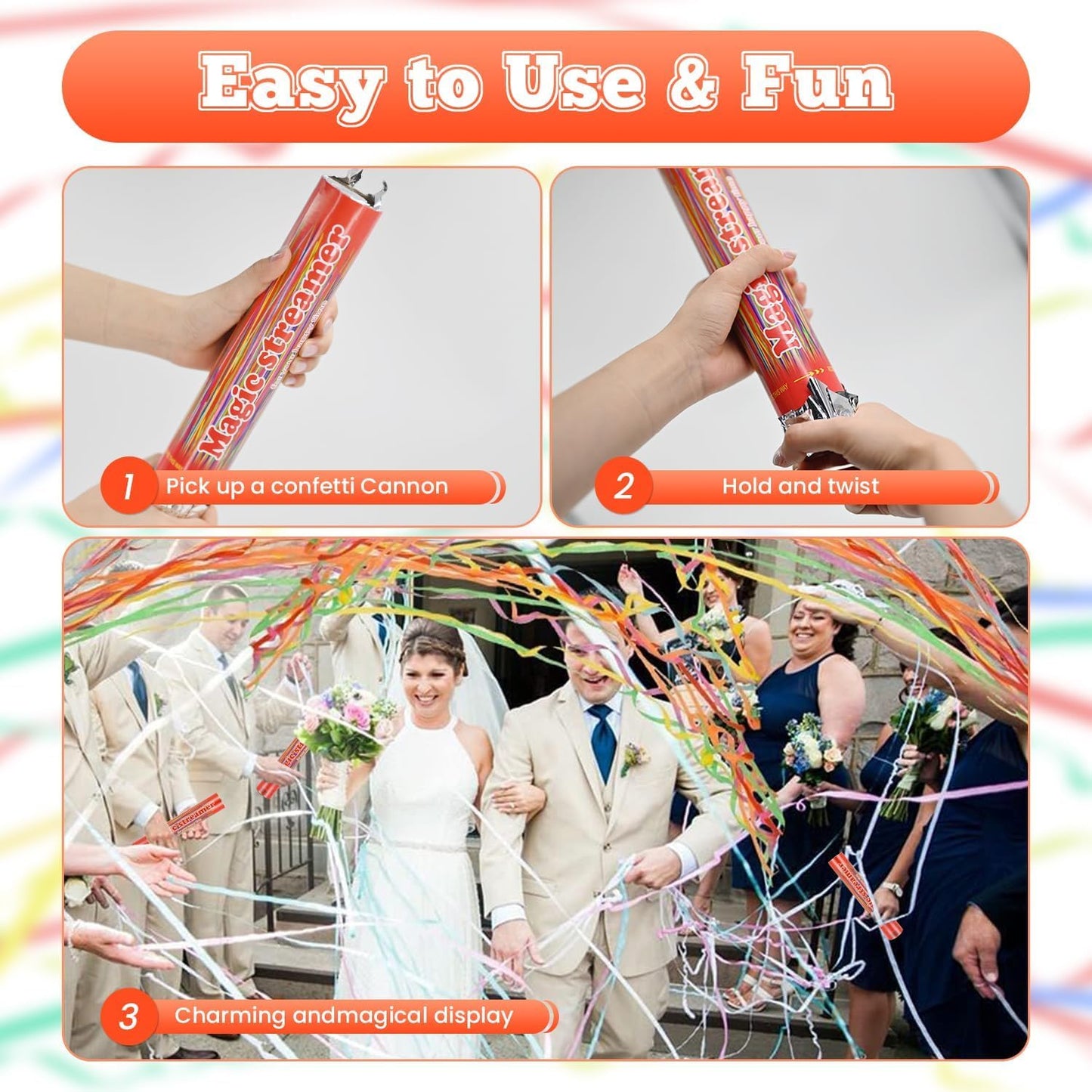 Confetti Cannon Rose Gold Confetti Poppers 12 Pack Confetti Party Cannon Bulk Pink Foil Party Poppers Shooters Mylar Popper for Wedding,Birthday,Graduations,New Year Celebration