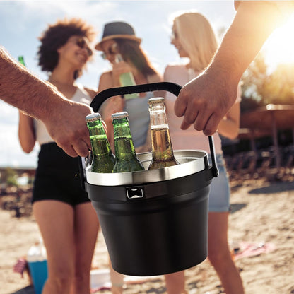 COKTIK 7L Insulated Ice Bucket with Lid，Double Wall Vacuum Stainless Steel Beverage Bucket Keeps Frozen Longer，Holds 6 Longnecks or 3 Bottles of Wine，for Cocktail, Champagne, Large Parties(Blue)