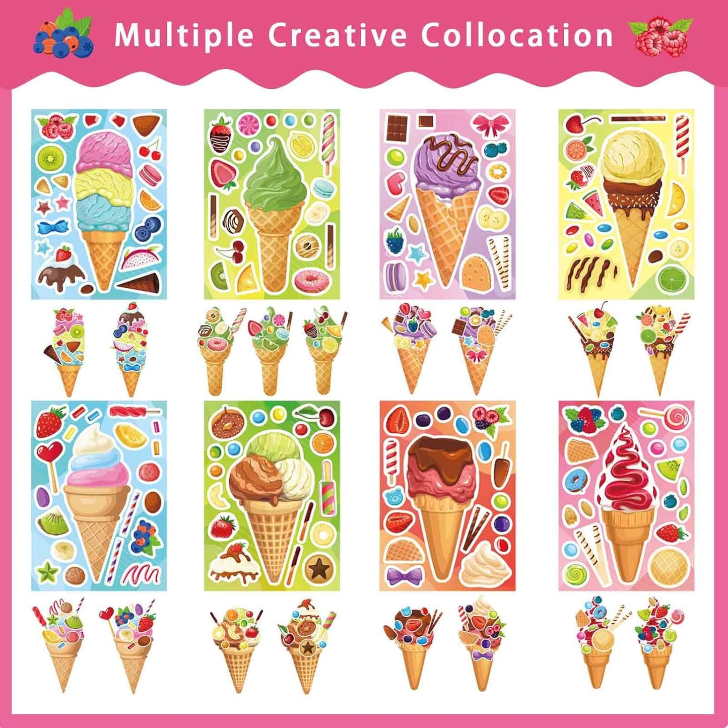 24 Sheets Make a Face Stickers for Kids Toddlers, Make Your Own Animal Mix and Match Sticker Sheets with Sea Animals Horses Dinosaurs Unicorns for Kids Crafts Party Favors Goodie Bags Stuffers