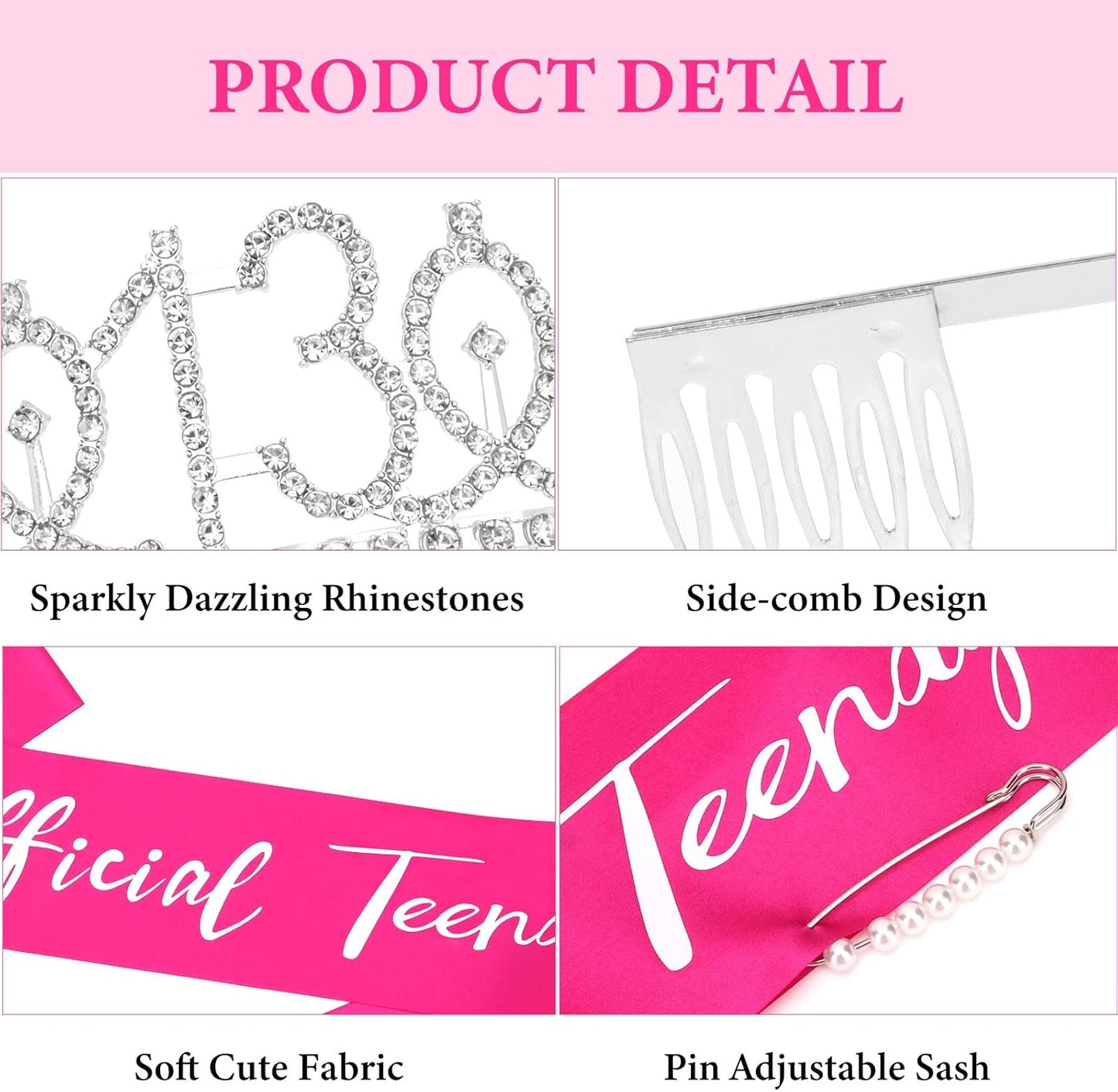 CAVETEE Silver Birthday Crown for Girls Birthday Decorations Birthday Gifts for Women and Girls