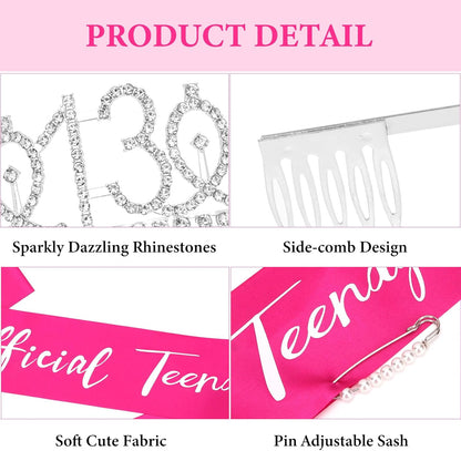CAVETEE Silver Birthday Crown for Girls Birthday Decorations Birthday Gifts for Women and Girls