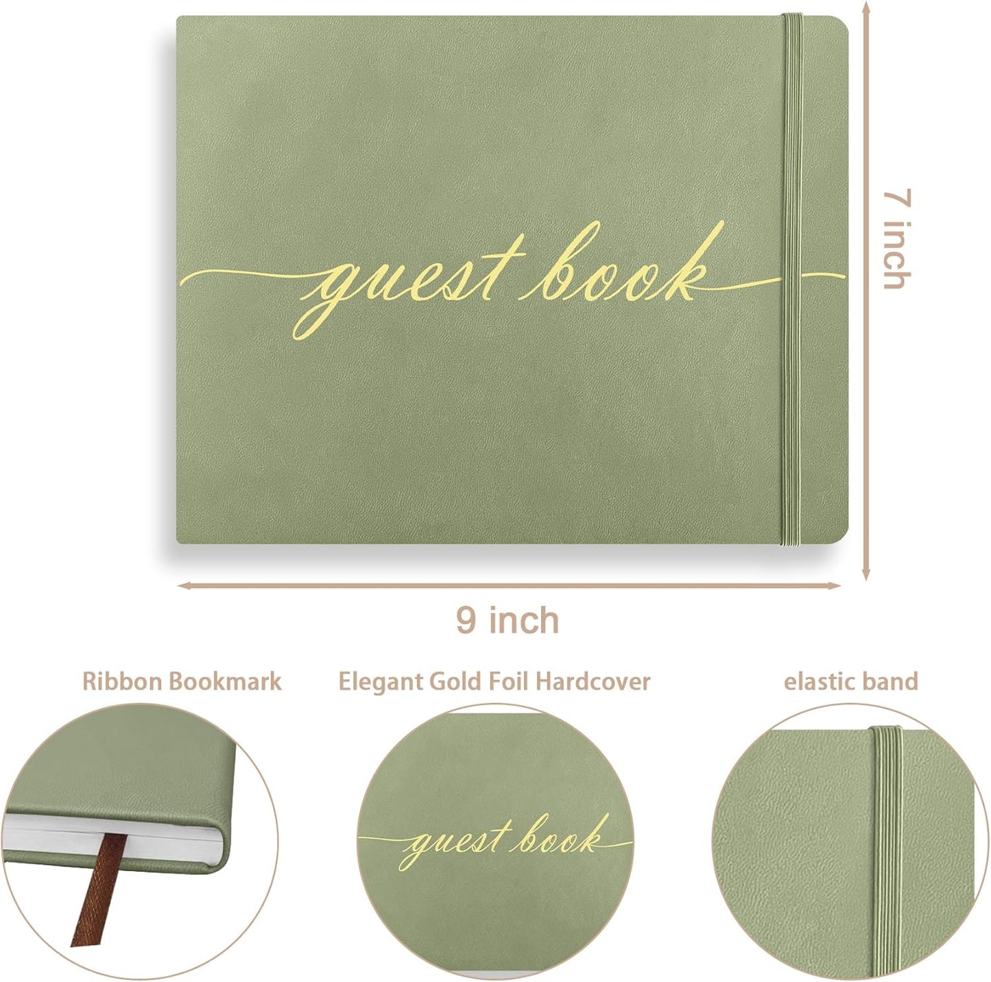 Elegant Wedding Guest Book - Perfect for Wedding Receptions, Baby Showers, Birthdays and Special Events - 7" x 9" Sign in Book - 120 Lined Pages - Leather Hardcover - Pink
