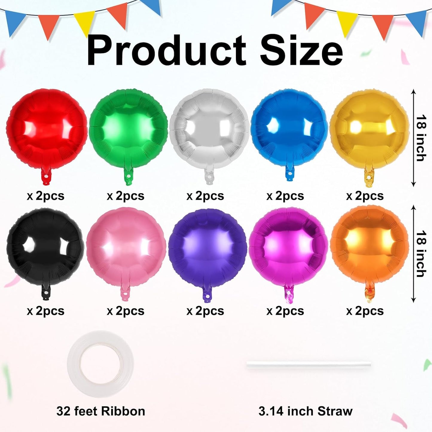 20 Pcs Black Round Shaped Balloons,18 Inch Round Foil Balloon,Giant Round Mylar Balloon Helium Balloons for Birthday Party Baby Shower Wedding Decorations (Black)