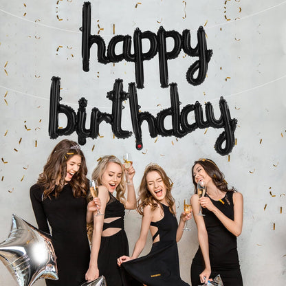 Happy Birthday Balloons Banner Foil Letters Balloons Connected, Personalized Birthday Signs for Women Men Boys Girls Birthday Party Decorations, Small Gold