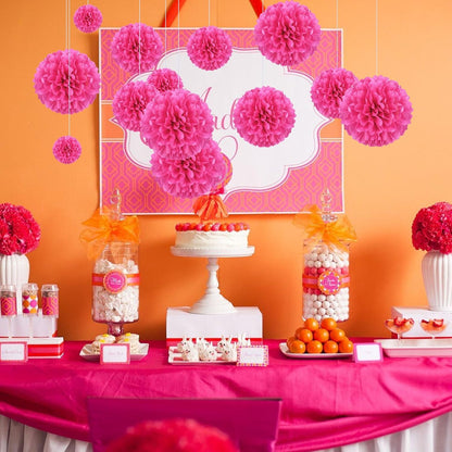20 PCS Orange Tissue Paper Pom Poms, Tissue Pom Poms Flowers, Sizes of 6", 10", 12", 14" Hanging Paper Flower Ball for Wedding, Birthday, Halloween, Christmas, Baby Shower Party Decor