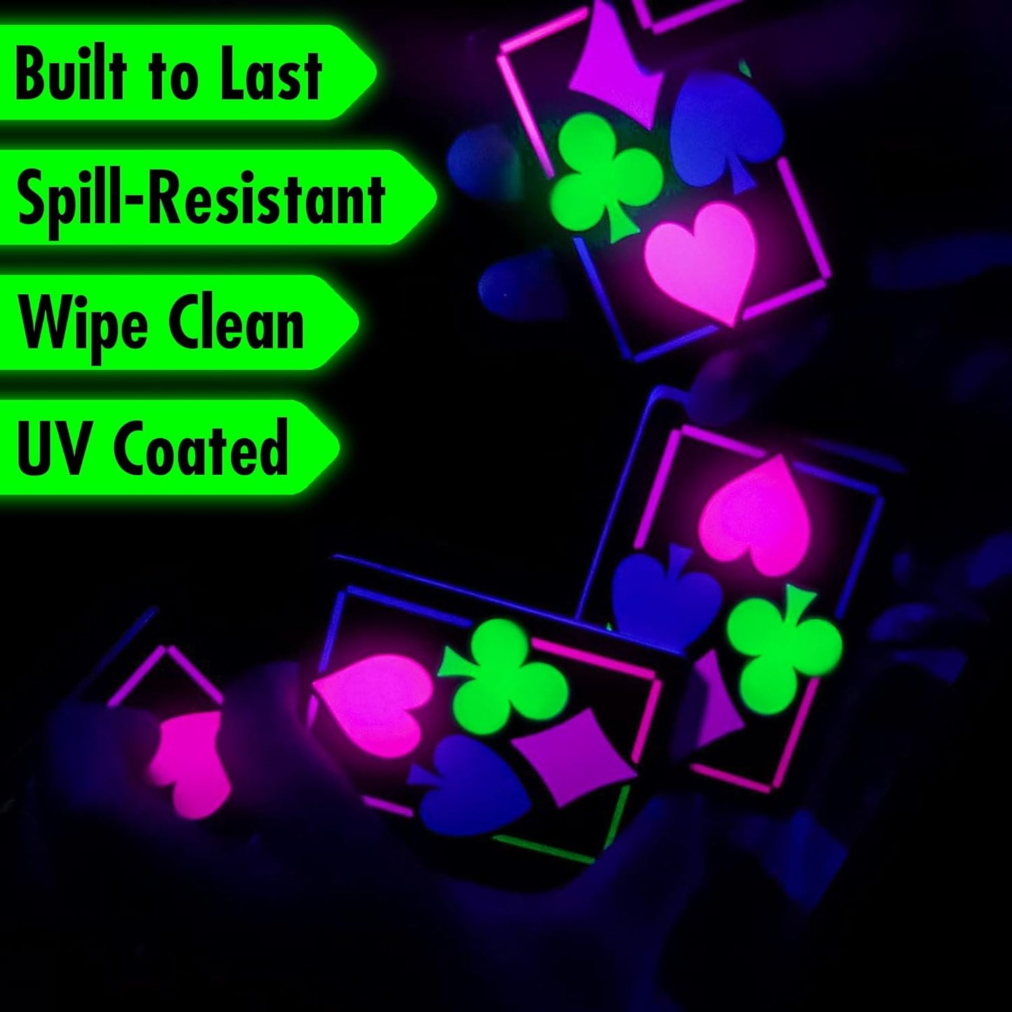 Funwares UV Black Light Playing Cards by Island Dogs– Neon Fluorescent Glow Deck for Black Light Games, Glow in the Dark Playing Cards, Parties – Unique Cards, Durable, Great Gift for Collectors