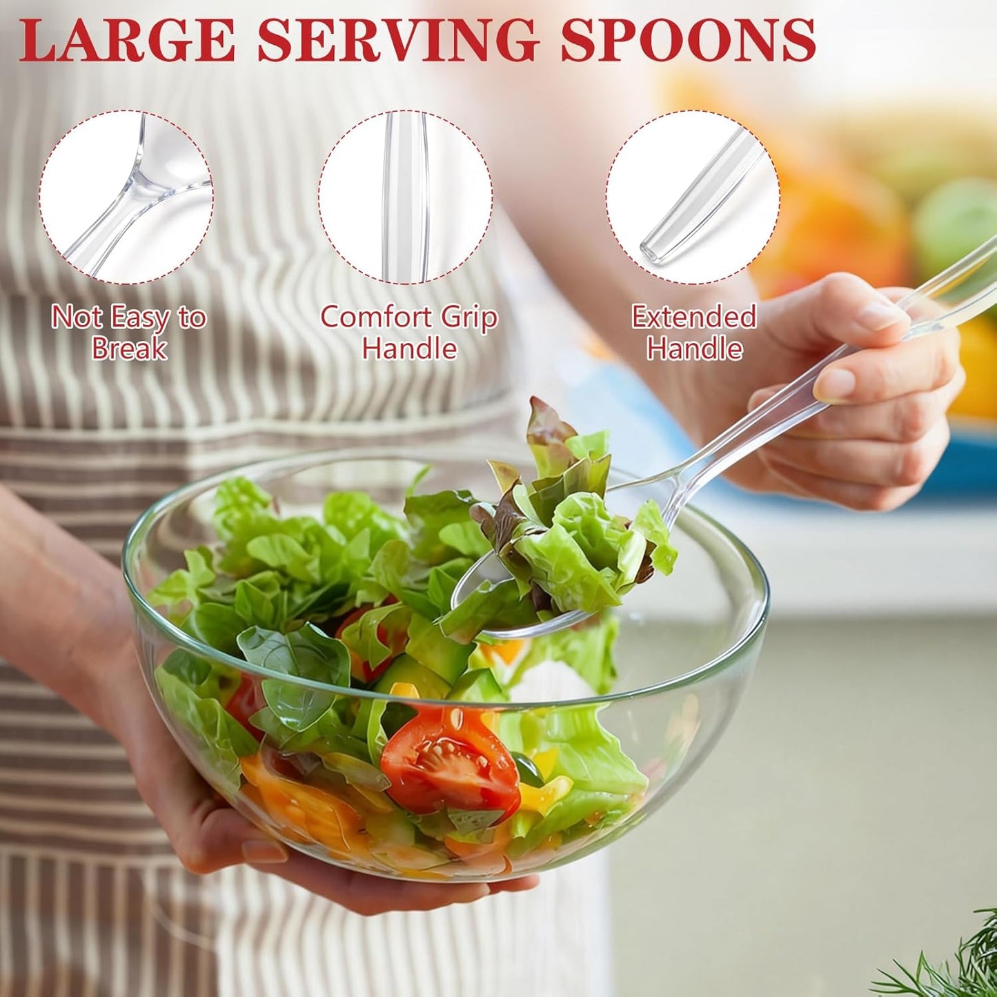 Mwellewm 10" Serving Spoons Plastic Serving Utensils 12 Packs Disposable Spoons for Buffet Large Heavy Duty Black Plastic Soup Spoons Catering Supplies for Parties Weddings Gatherings Holiday