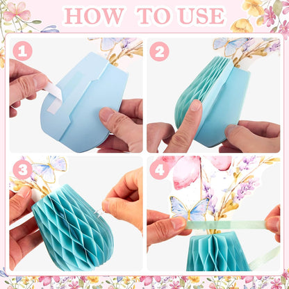 SUNBEAUTY 9PCS Spring Wildflower Party Decorations Wild Flowers Honeycomb Centerpieces for Tables Wildflower Birthday Spring Flower Theme Party Decorations for Garden Baby Shower, Easter, Mothers Day