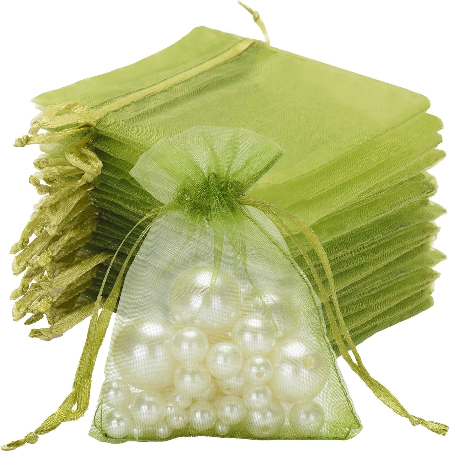 joycraft 50Pcs Organza Bags, 2x3 inch Gift Favor Bags, White Wedding Favor Bags, Jewelry Pouches with Drawstring, Mesh Bags Drawstring for Jewelry, Festival, Makeup, Candy, Desserts