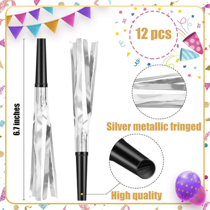 12 Pcs Glitter Noise Makers Metallic Fringed Party Blower for Adults Birthday Graduation New Years Party Favors Supplies (Colorful)