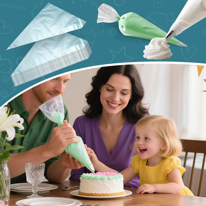 200 Pcs Disposable Cream Pastry Bag Cake Icing Piping Decorating Tool Cupcake Decorating Piping Icing Bag (Red)