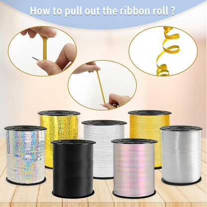 Rainbow Curling Ribbon, 500 Yard Metallic Shiny Curling Ribbon, 1/5" for Presents, Balloons, Parties & Festivals