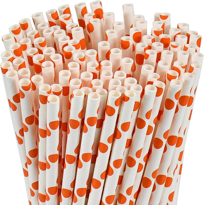 Disposable Paper Straws Solid Green - 7.75'' x 0.24'', 100 Counts - for Drinking, Beverage, Juice, Soda, Bar Supplies