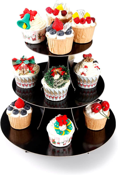 YLDW Cupcake Stand, 3-Tier Cupcake Stand Display, Cardboard Cup Cake Tower Stand, Disposable Dessert Stand for Birthday Tea Party Baby Shower Treat Decorations, Pink