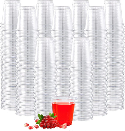 Lilymicky 500 PACK 1 oz Plastic Shot Glasses, 1 Ounce Clear Disposable Party Cups for Vodka, Whiskey, Tequila, Mini Plastic Containers for Sauce, and Sample Tasting
