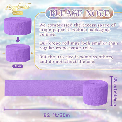 NICROLANDEE Party Streamers Decorations - 8 Rolls Crepe Paper Streamers Tassels Streamer Paper for Birthday Party, Baby Shower, Class Party, Family Gathering Supplies Purple Pink Blue