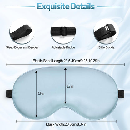Silk Eye Mask with Adjustable Strap, Satin Blackout Sleeping Mask for Men&Women, Comfortable Blindfold Eyeshade for Night Sleep(Blue)
