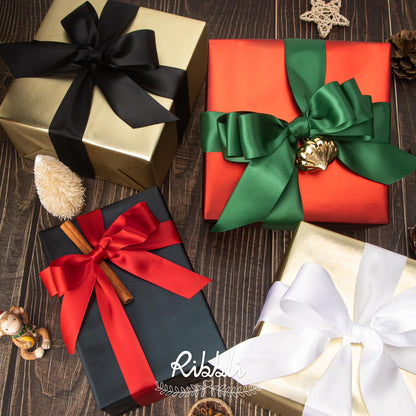 Ribbli Double Faced White Satin Ribbon,3/8” x Continuous 25 Yards,Fabric Ribbon use for Bows Bouquet,Gift Wrapping,Floral Arrangement