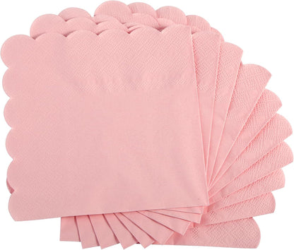 100 Pcs Cocktail Napkins, 2-Ply 5 x 5 Inches Disposable Scalloped Napkins, Thick Premium Dessert Napkins for Party, Wedding, Dinner, Birthday, Anniversary, Festival (Sage Green)