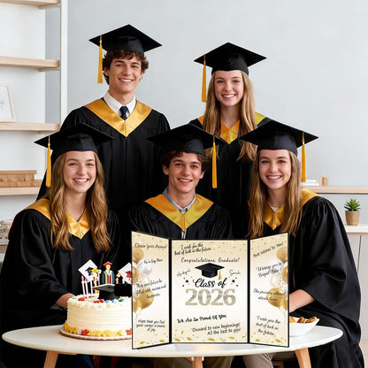 QIYANPAX Graduation Guest Book 2026, Blue and Gold Graduation Decorations Class of 2026, Graduation Signature Book, Congrats Grad Guest Book Alternative, Unique Graduation Gifts
