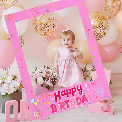 Beeveer 32 x 24 Inch Photo Booth Selfie Frame Prop Booth for Birthday Event Parties Large Blank DIY Cutout Props for Funny Decoration Christmas, Holiday Supplies