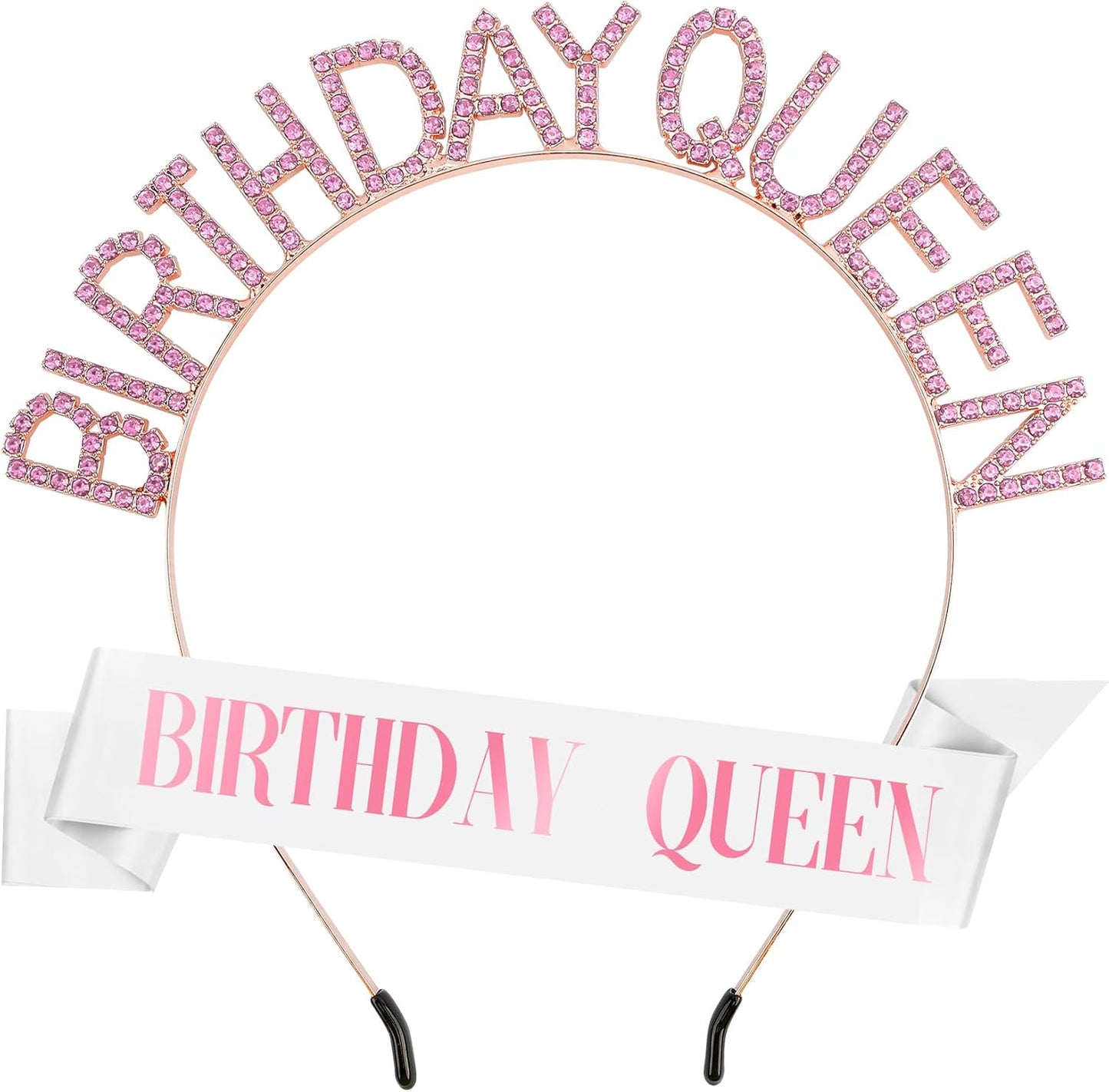 Birthday Sash & Crown for Women - Tiara Headband, Girls' Decorations Accessories
