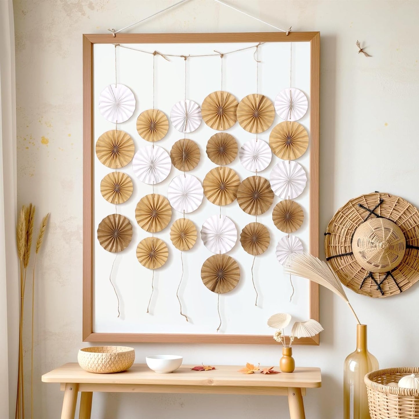 Easy Joy Paper Leaves Decorations for Wall Paper Fans Classroom Decoration Leaves Backdrop Decor Wall Decor,Set of 9