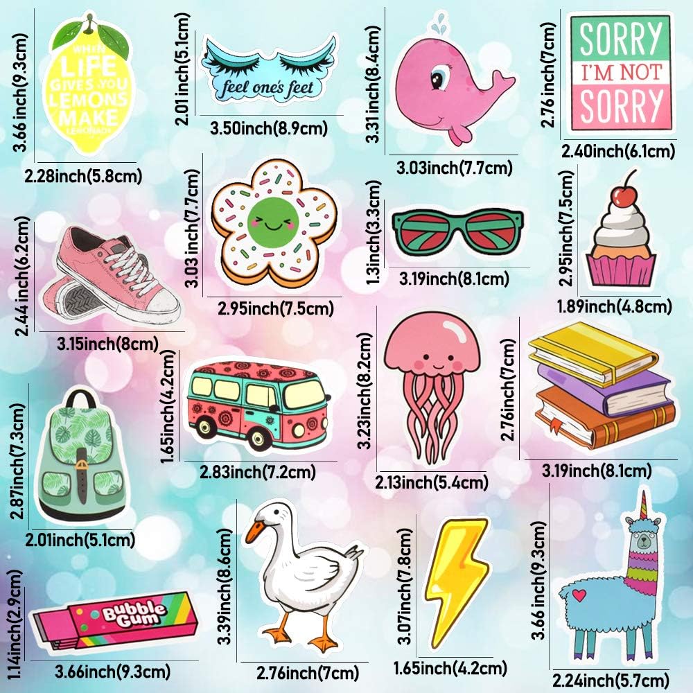 QTL Neon Stickers for Teens & Students Prizes, Waterproof Vinyl Party Favor Stickers, School Rewards, Water Bottle and Laptop, 50PCS - Colors A