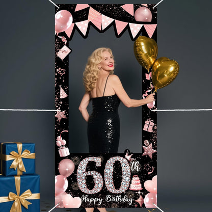 Pink 80th Birthday Neon Photography Banner Backdrop Glow Party Disco Dance Neon Theme Birthday Banner Photo Frame Props Props Selfie Background Face Cutout Photo Props Decoration