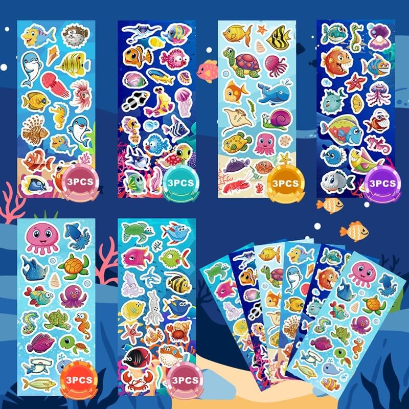 48 Sheets Stickers for Kids, Cute Stickers Variety Pack for Scrapbooking, Teachers Classroom Prizes, Goodie Bag Stuffers Including Animals, Cars, Dinosaurs, Fishes, Hearts, Stars and More