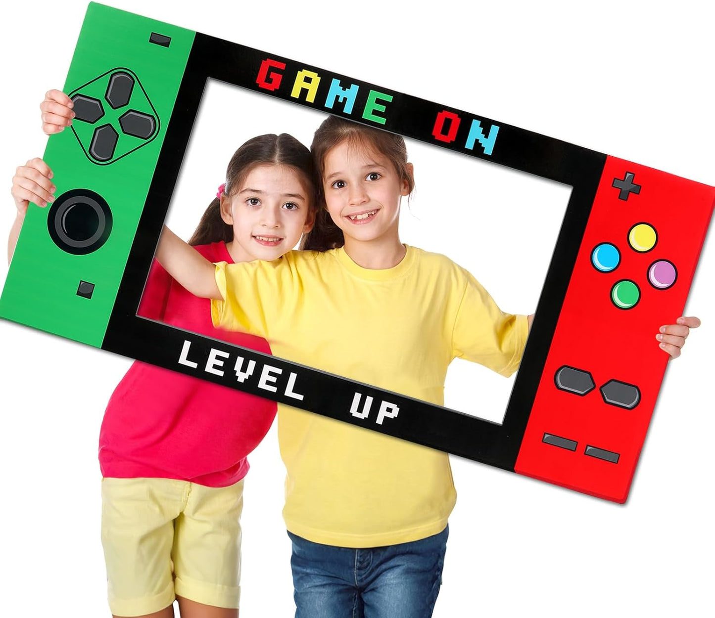 32 x 16 Foam Board Video Game Photo Props Gaming Party Decoration Handheld Gamed Theme Photo Booth Frame Video Gaming on Party Selfie Photography Prop for Birthday Game Fans Video Gamer Supplies