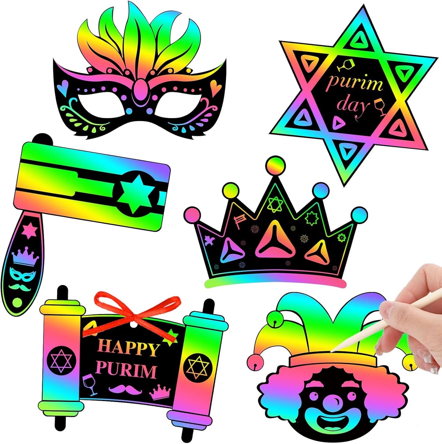 JULMELON 36 PCS Ocean Crafts, Rainbow Scratch Art Under The Sea Party Favors DIY Magic Color Summer Ocean Animals Scratch Cards for Summer Party Favors School Activities