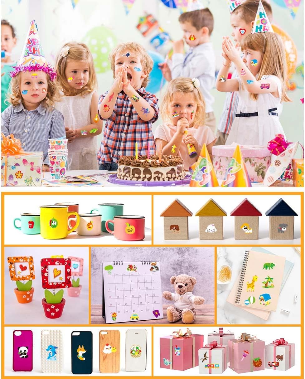 24 Sheets 3D Puffy Stickers for Kids Toddlers Bulk, Small Children Party Bag Sticker Variety Pack for Preschool Teacher, Boy Girl Rewards Crafts Scrapbooking Gifts (Dinosaur Animal Car Flower Heart)