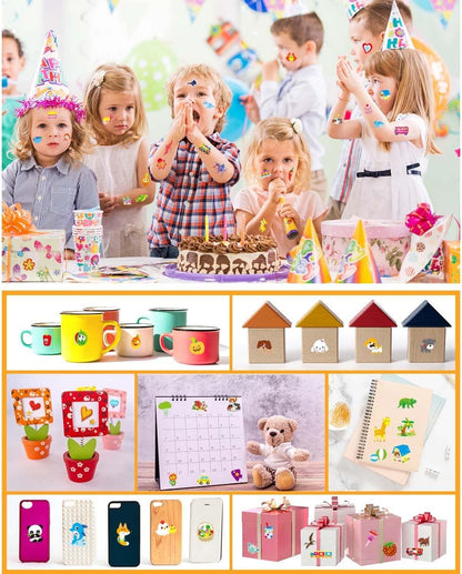 24 Sheets 3D Puffy Stickers for Kids Toddlers Bulk, Small Children Party Bag Sticker Variety Pack for Preschool Teacher, Boy Girl Rewards Crafts Scrapbooking Gifts (Dinosaur Animal Car Flower Heart)