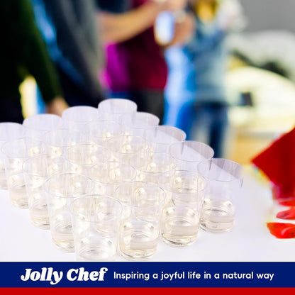 JOLLY CHEF 100 Pack 12 oz Gold Plastic Cups, Disposable Gold Cups, Heavy-duty Party Glasses for Wedding, Thanksgiving, Christmas Parties