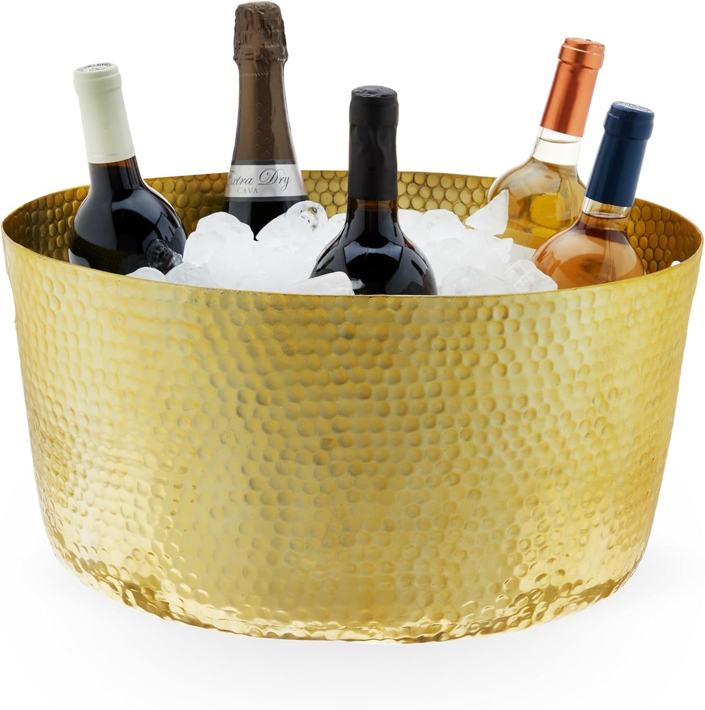 Twine Cheers Beverage Tub, Galvanized Tubs for Entertaining, Drink Buckets for Parties, Large Ice Tub and Gift Basket, Beer Buckets, Cream, 6.3 Gallons Set of 1