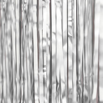 PartyWoo Silver Streamers 3pcs Tinsel Backdrop 8.2FT Metallic Tinsel Foil Fringe Streamer Curtains Party Photo Booth Backdrop for Graduation Baby Shower Bachelorette Wedding Disco Party Decorations