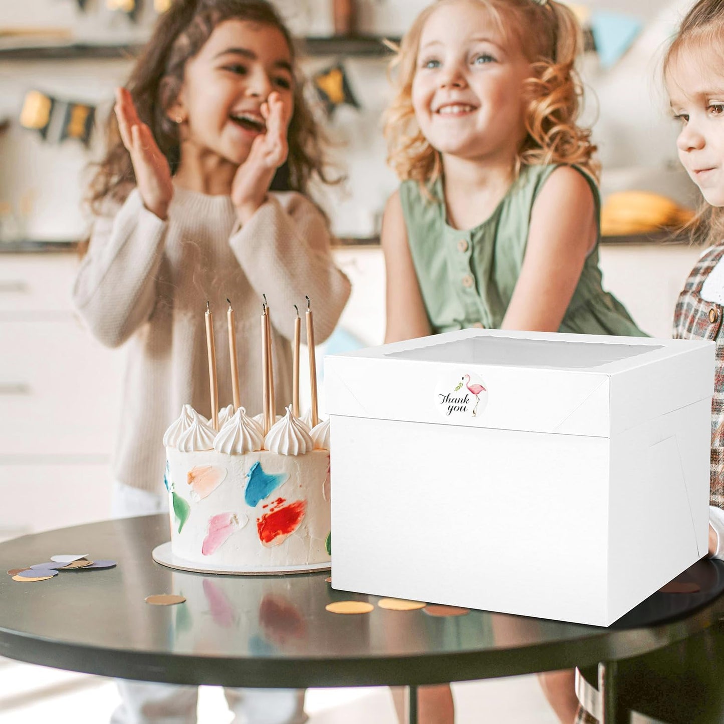 16pcs 8x8x8 Inches Cake Boxes,8pcs White Bakery Boxes with Window and 8pcs Boards,Cajas storage for 8 inch Cake box, Disposable Pie Box, Father's Day,Wedding, Birthday, Party