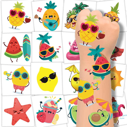 240 Pcs Summer Fruit Temporary Tattoos for Kids, Safety Waterproof Bulk Tattoos Stickers, Hawaiian Themed Tattoos Toys, Best Choice for Summer Party and Goody Bag Stuffers, 60 Different Designs