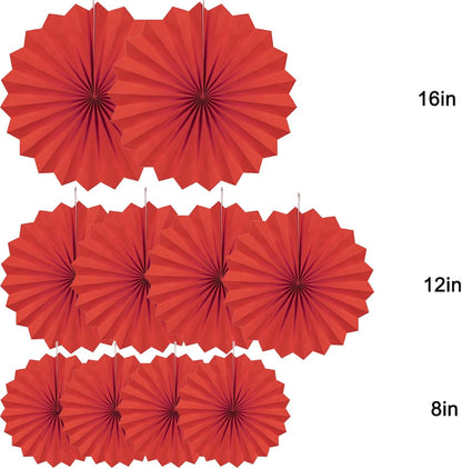 Party Hanging Paper Fans Decorations Set, Gold Round Paper Fan Ceiling Party Decoration Suppiles,Set of 10