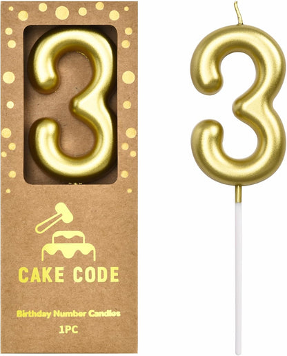 2.76 Inch Classical Gold 5 Number Birthday Candles, Gold Number Candles, Cake Number Candles, Party Celebration