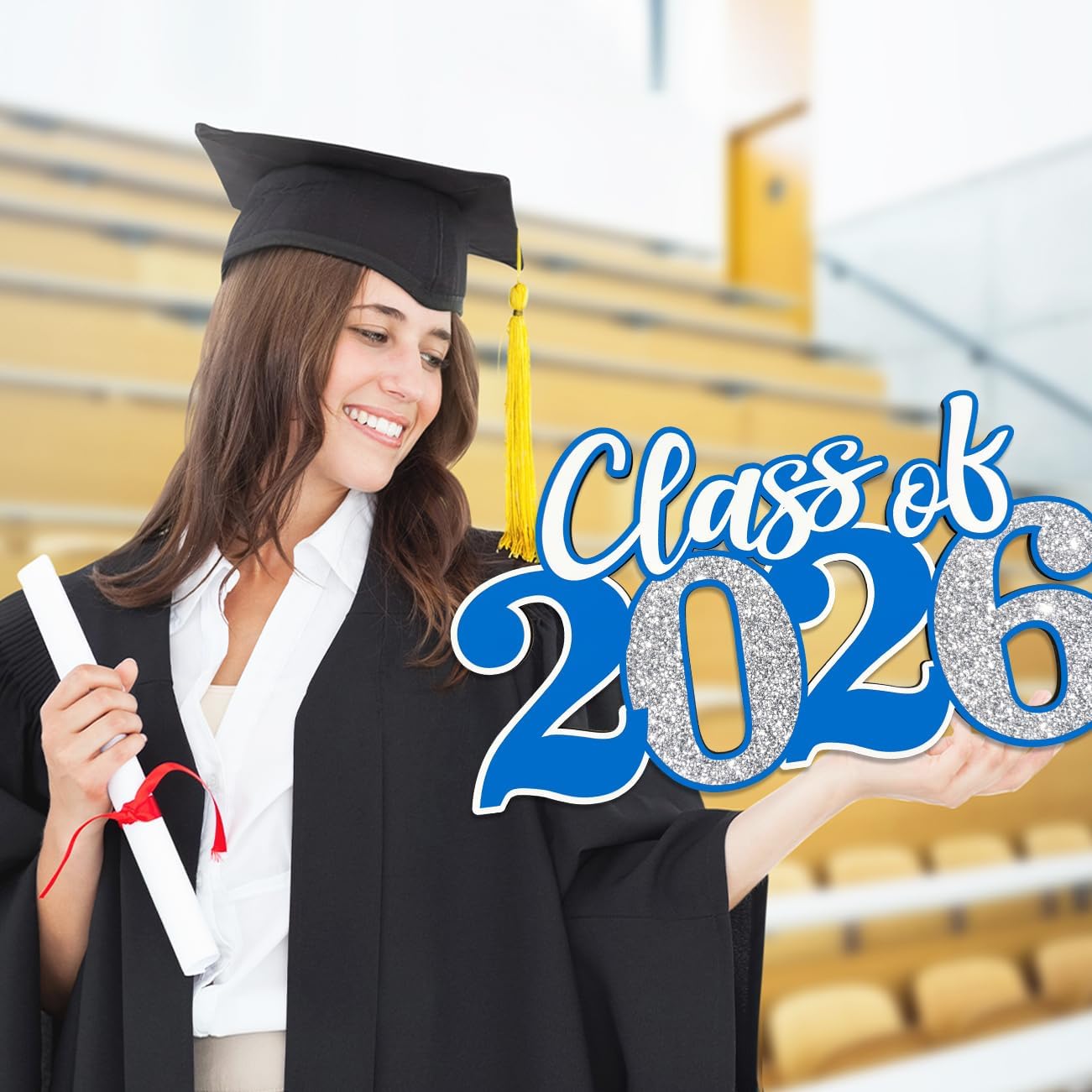 Class of 2026 Wooden Sign Graduation Party Decorations 2026 White Graduation Photo Booth Prop Senior2026 Sign for High School College Party