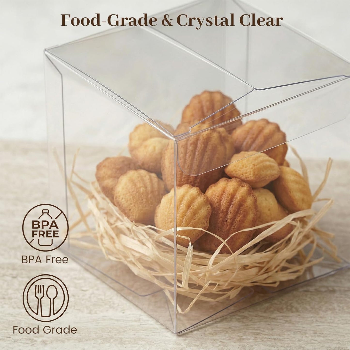 VGOODALL 100 Pcs Clear Favor Boxes, 2x2x2 Inch Small Transparent Cube Gift Boxes for Candy, Macarons, Jewelry, Wedding, Birthday, Baby Shower Party Favors
