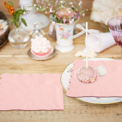 100 Pcs Cocktail Napkins, 2-Ply 5 x 5 Inches Disposable Scalloped Napkins, Thick Premium Dessert Napkins for Party, Wedding, Dinner, Birthday, Anniversary, Festival (Sage Green)