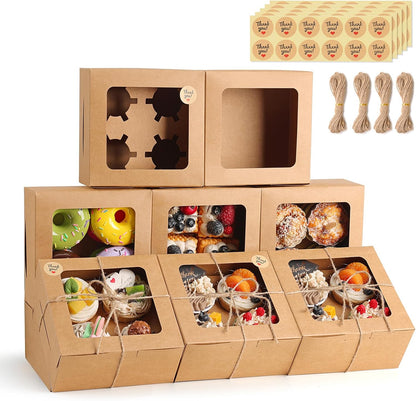 TOMNK 20pcs Cupcake Boxes, Cupcake Boxes 12 Count, 13x10x3.5 Inch White Containers Bakery Holders with Windows and Inserts to Fit Muffins, Cookies