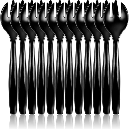 CXPSINC Disposable Plastic Serving Utensils Set 18-Piece, Including 6 Clear Plastic Serving Spoons, 6 Tongs & 6 Forks, Disposable Serving Utensils For Catering Buffets Events (Clear, 18pcs Utensils)