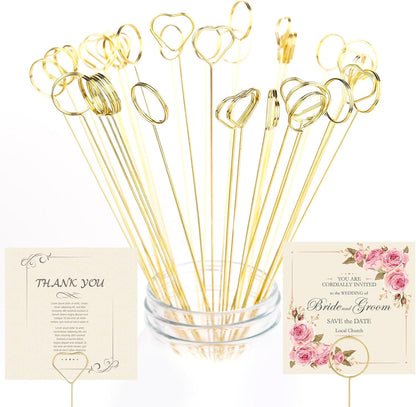 Picture Holders for Centerpieces,40Pcs Gift Card Holder Picks,Metal Photo Holders for Centerpieces,Sticks for Flower Bouquet Wedding Party Birthday (Round Shaped)