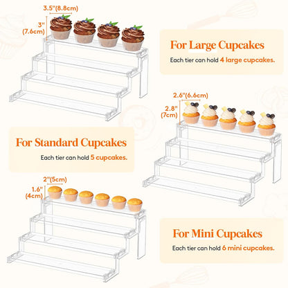 Lifewit Cupcake Stand, Perfume Cologne Organizer, Tool-Free Assembly, Display Riser, Spice Rack, Figurine Holder, Makeup Storage, Room Decor, Party Decorations, Clear, 12″ 3 Tier, 1 Pcs